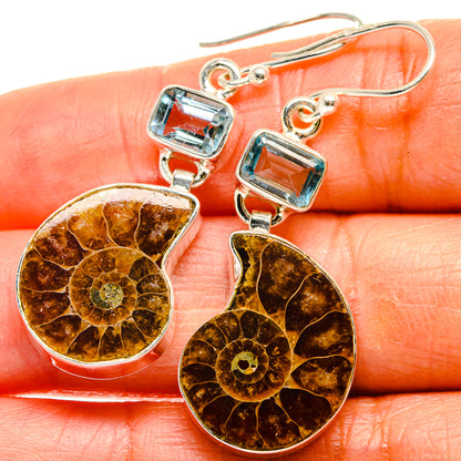 Ammonite Fossil Earrings handcrafted by Ana Silver Co - EARR425109
