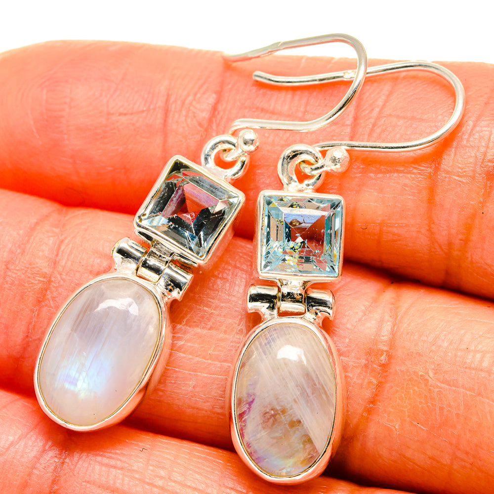 Rainbow Moonstone Earrings handcrafted by Ana Silver Co - EARR425113