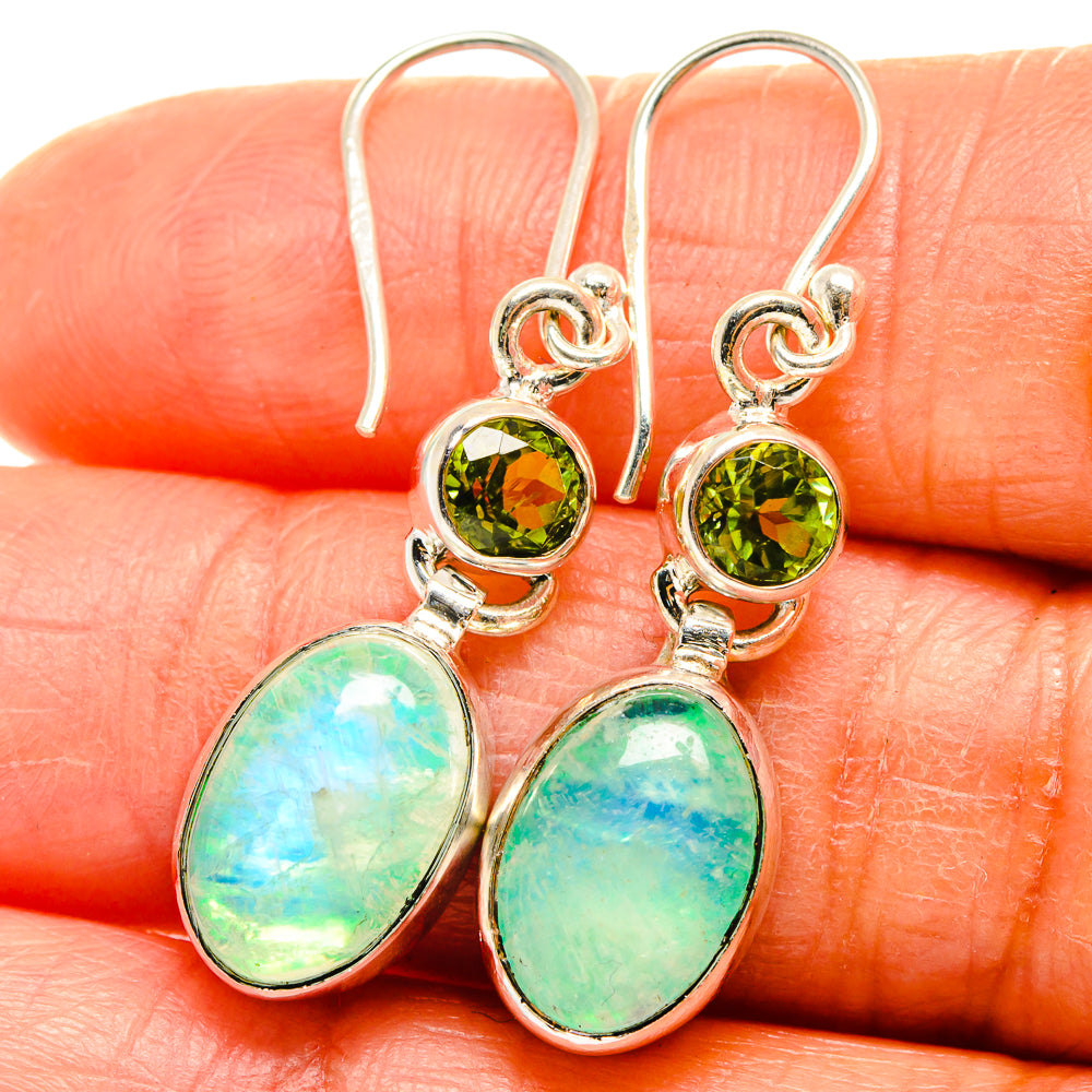 Green Moonstone Earrings handcrafted by Ana Silver Co - EARR425117