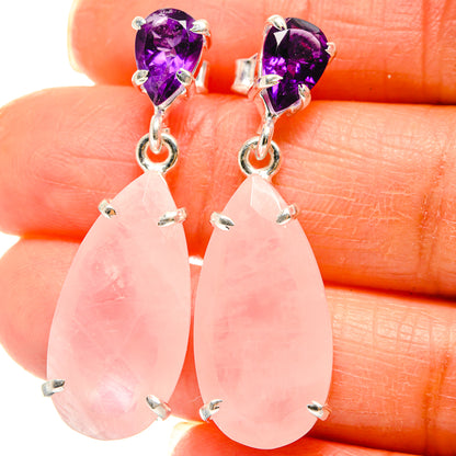Rose Quartz Earrings handcrafted by Ana Silver Co - EARR425121