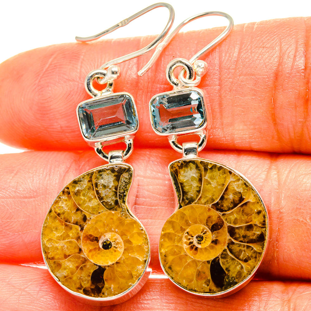 Ammonite Fossil Earrings handcrafted by Ana Silver Co - EARR425137