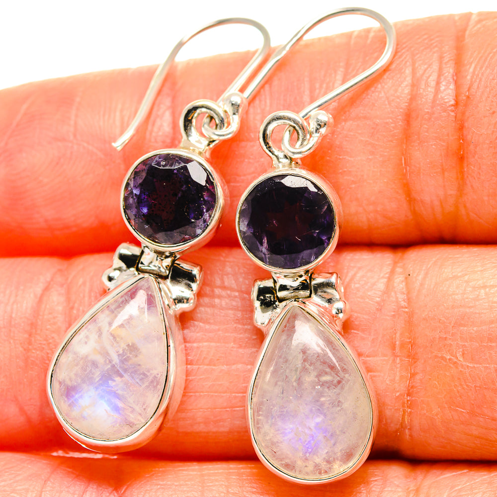Rainbow Moonstone Earrings handcrafted by Ana Silver Co - EARR425139
