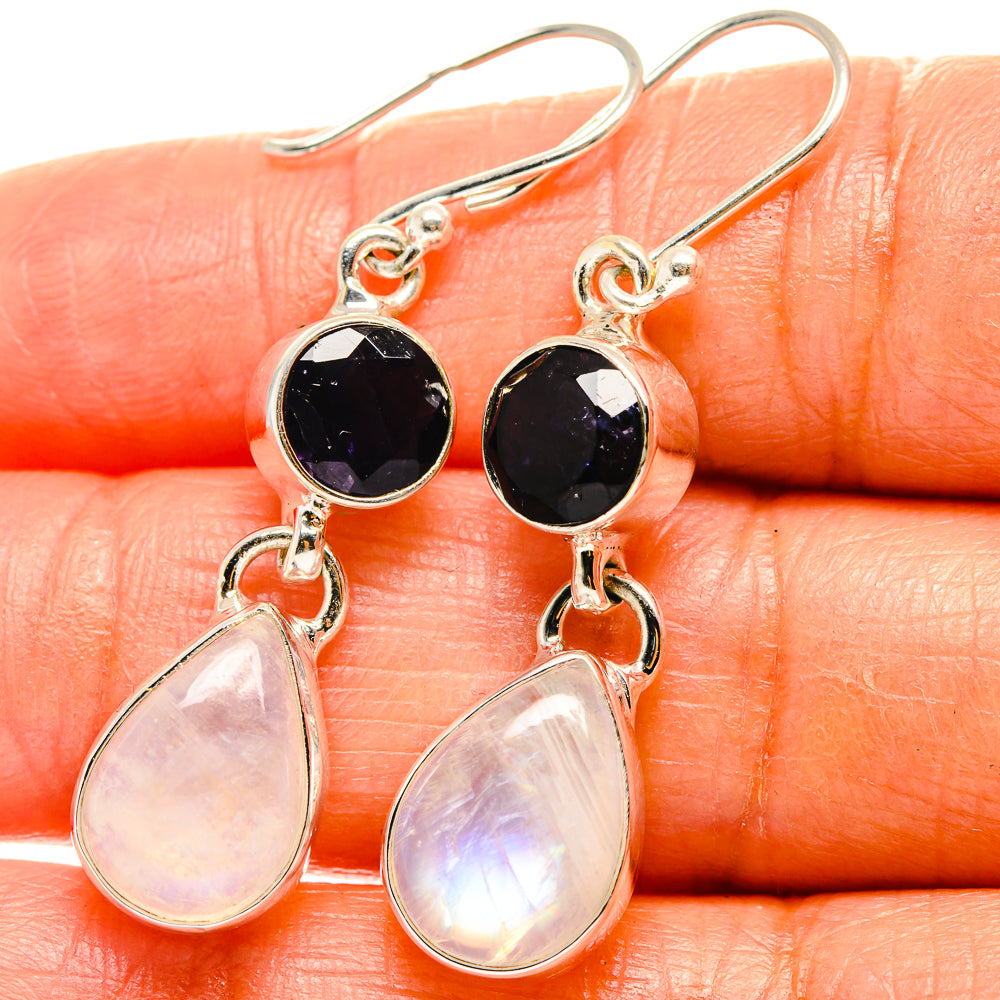 Rainbow Moonstone Earrings handcrafted by Ana Silver Co - EARR425156