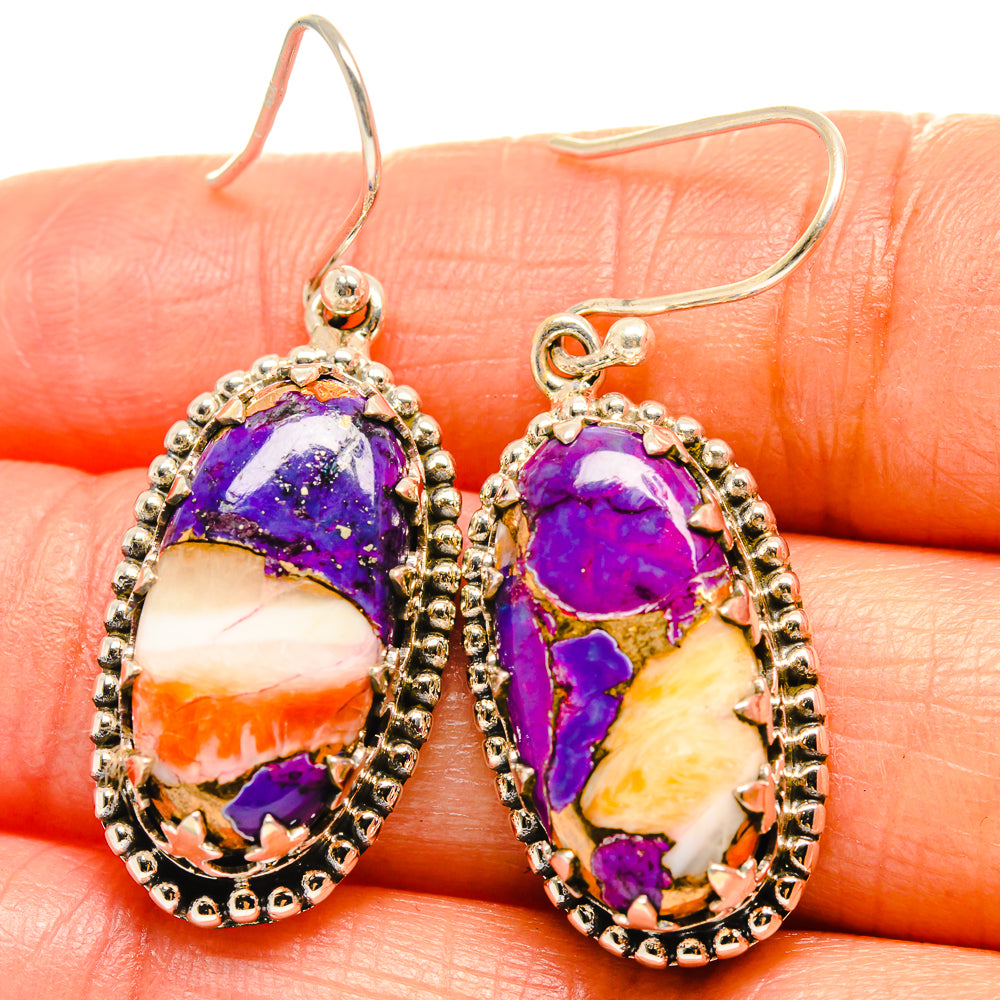 Spiny Oyster Turquoise Earrings handcrafted by Ana Silver Co - EARR425161