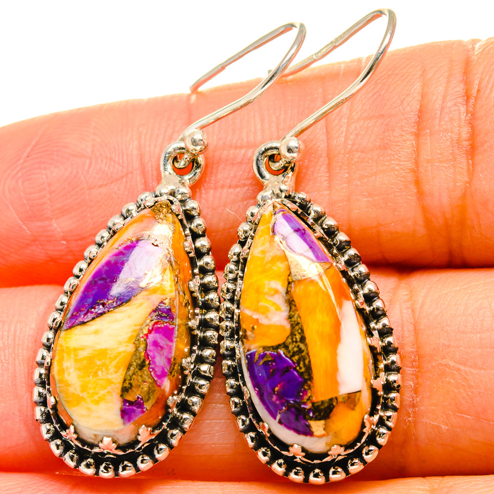 Spiny Oyster Turquoise Earrings handcrafted by Ana Silver Co - EARR425171
