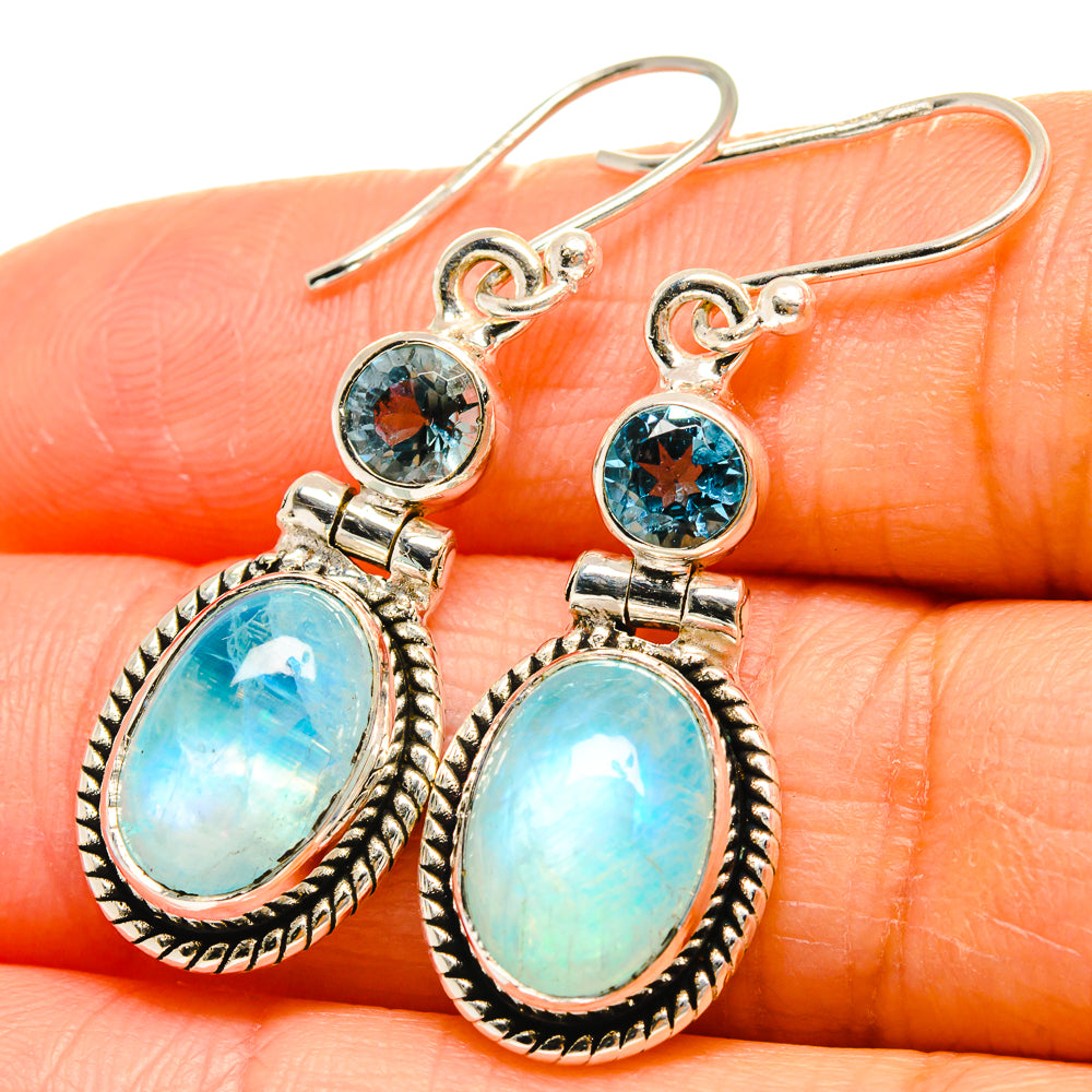 Rainbow Moonstone Earrings handcrafted by Ana Silver Co - EARR425181