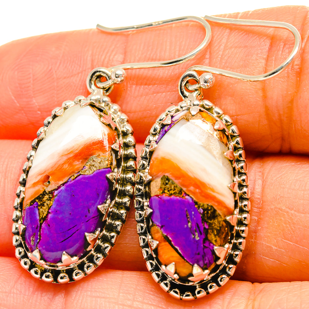 Spiny Oyster Turquoise Earrings handcrafted by Ana Silver Co - EARR425182