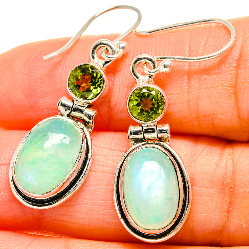Green Moonstone Earrings handcrafted by Ana Silver Co - EARR425183
