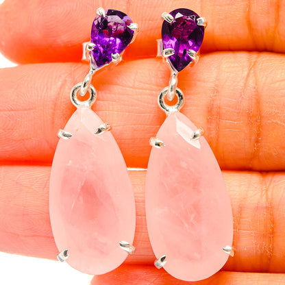 Rose Quartz Earrings handcrafted by Ana Silver Co - EARR425187