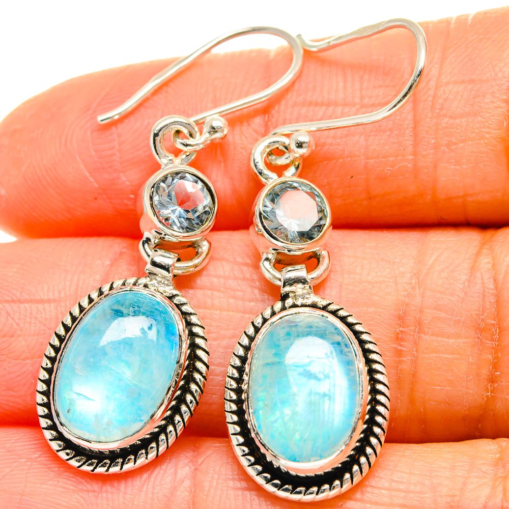 Rainbow Moonstone Earrings handcrafted by Ana Silver Co - EARR425188