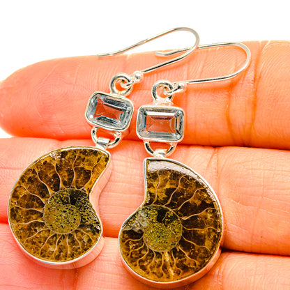 Ammonite Fossil Earrings handcrafted by Ana Silver Co - EARR425190
