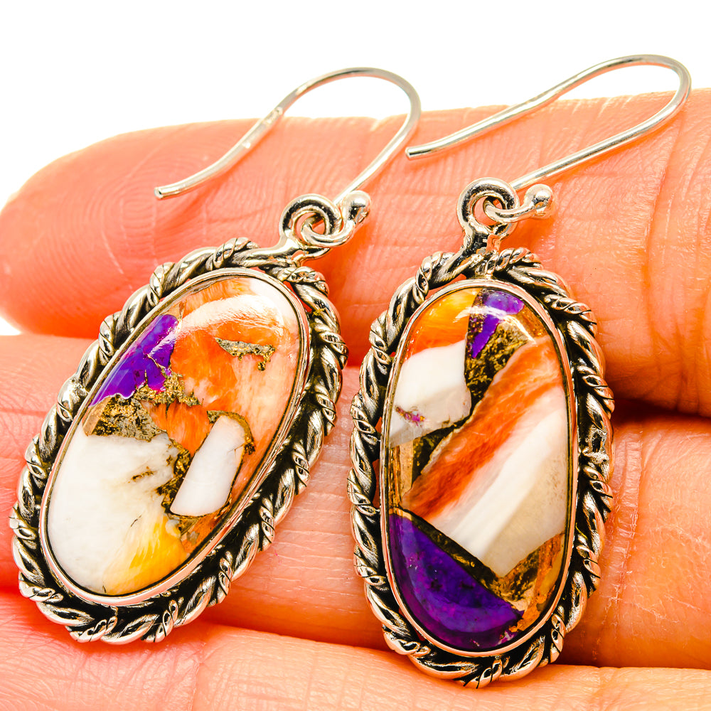 Spiny Oyster Turquoise Earrings handcrafted by Ana Silver Co - EARR425193