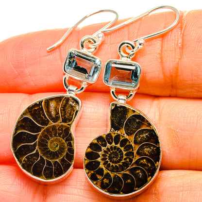Ammonite Fossil Earrings handcrafted by Ana Silver Co - EARR425201