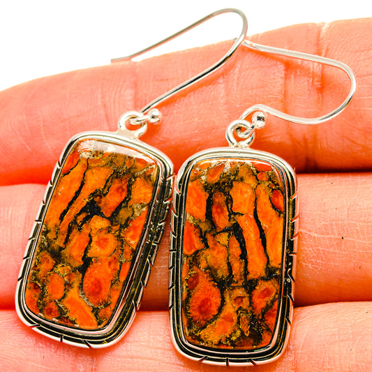 Orange Copper Composite Turquoise Earrings handcrafted by Ana Silver Co - EARR425206