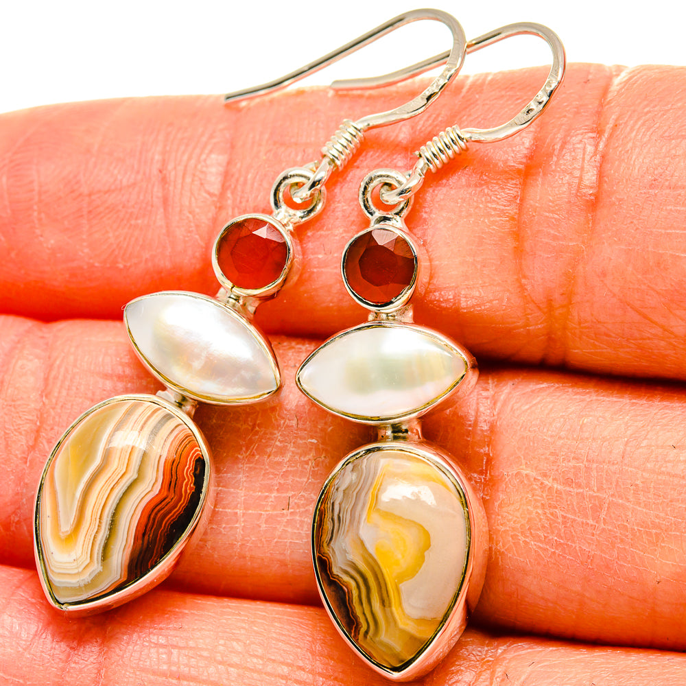 Botswana Agate Earrings handcrafted by Ana Silver Co - EARR425211