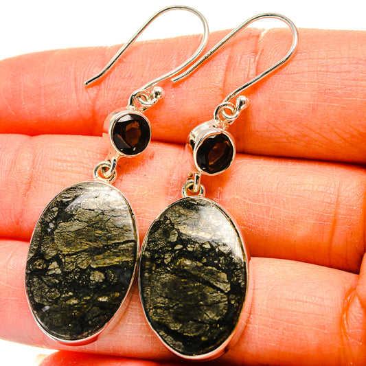 Pyrite In Black Onyx Earrings handcrafted by Ana Silver Co - EARR425216