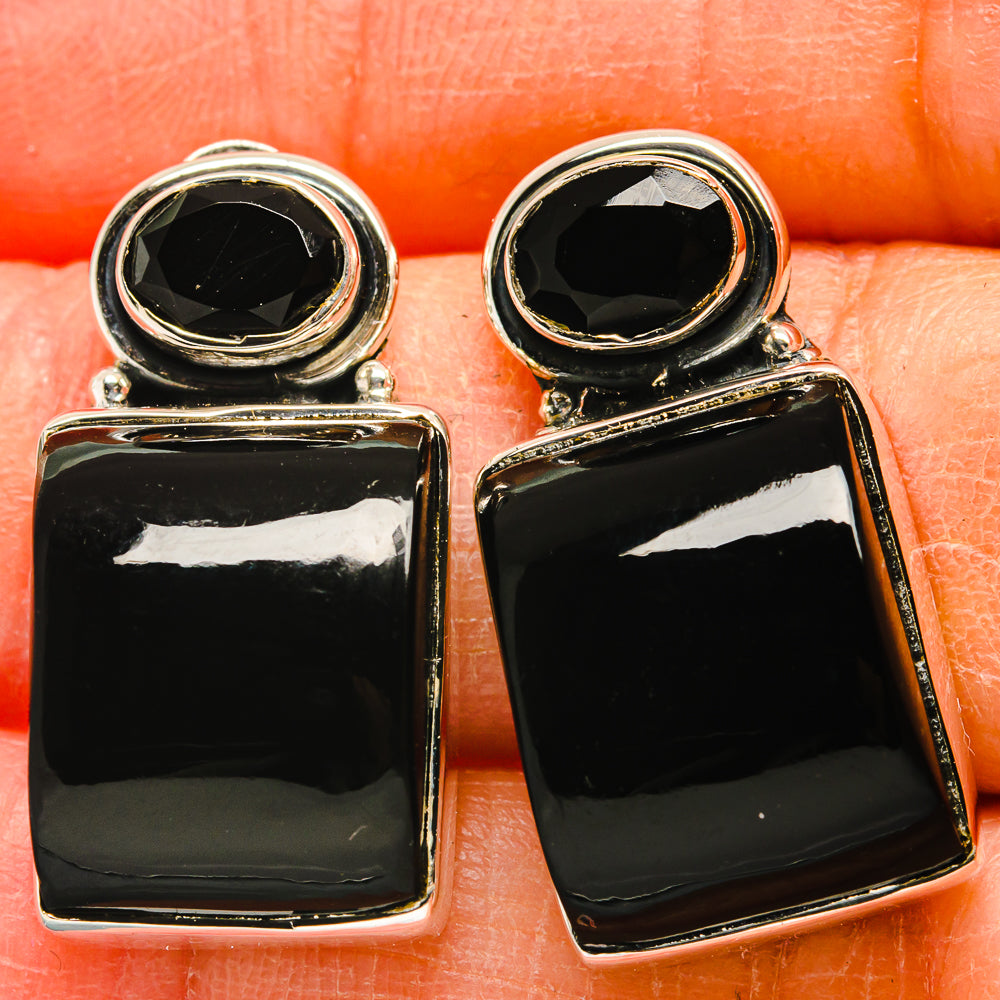 Black Onyx Earrings handcrafted by Ana Silver Co - EARR425219