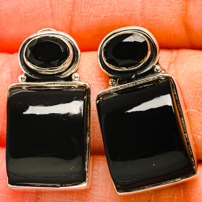 Black Onyx Earrings handcrafted by Ana Silver Co - EARR425219