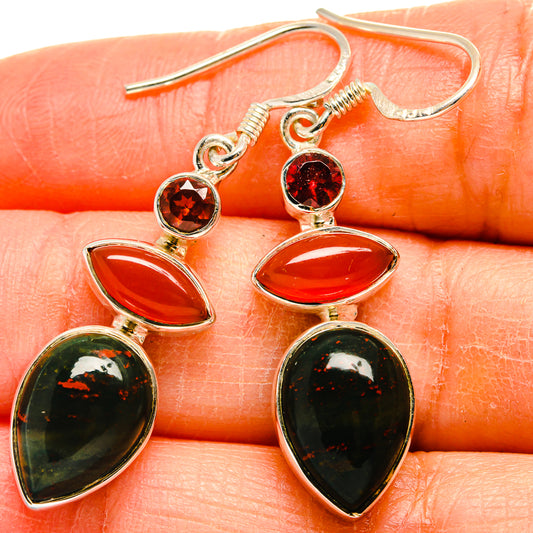 Bloodstone Earrings handcrafted by Ana Silver Co - EARR425223
