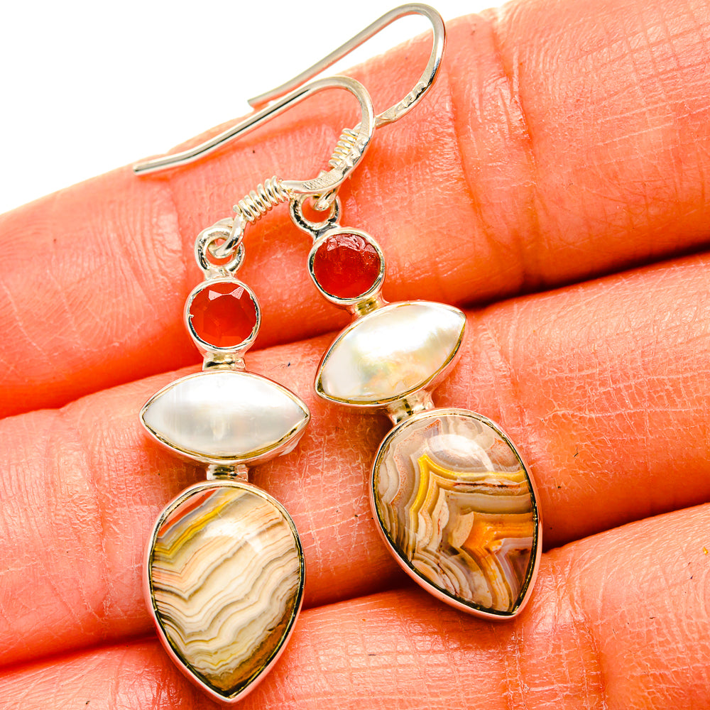 Laguna Lace Agate Earrings handcrafted by Ana Silver Co - EARR425231