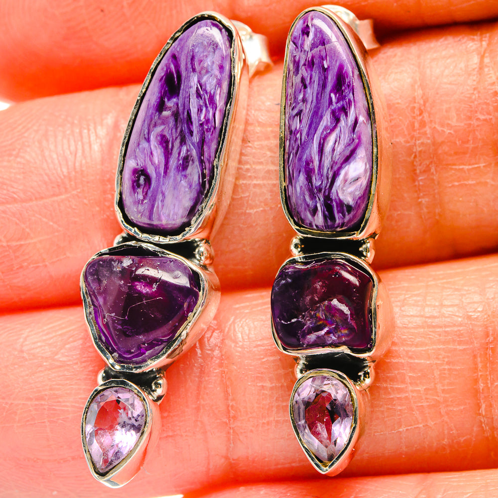Charoite Earrings handcrafted by Ana Silver Co - EARR425245
