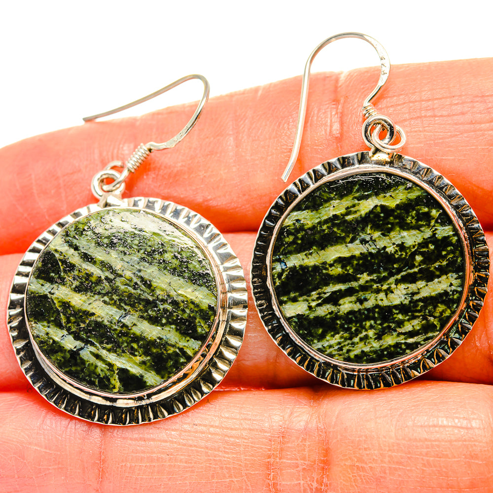 Green Vein Jasper Earrings handcrafted by Ana Silver Co - EARR425248