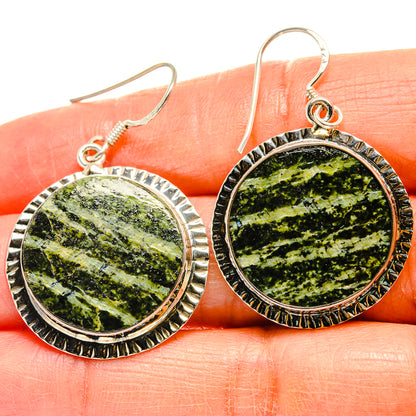 Green Vein Jasper Earrings handcrafted by Ana Silver Co - EARR425248