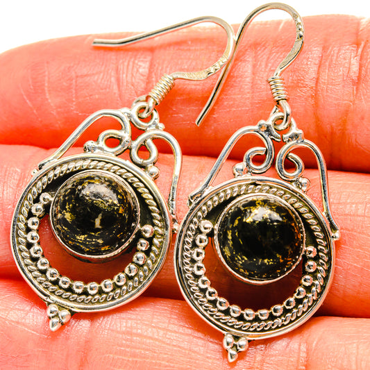 Pyrite In Black Onyx Earrings handcrafted by Ana Silver Co - EARR425252