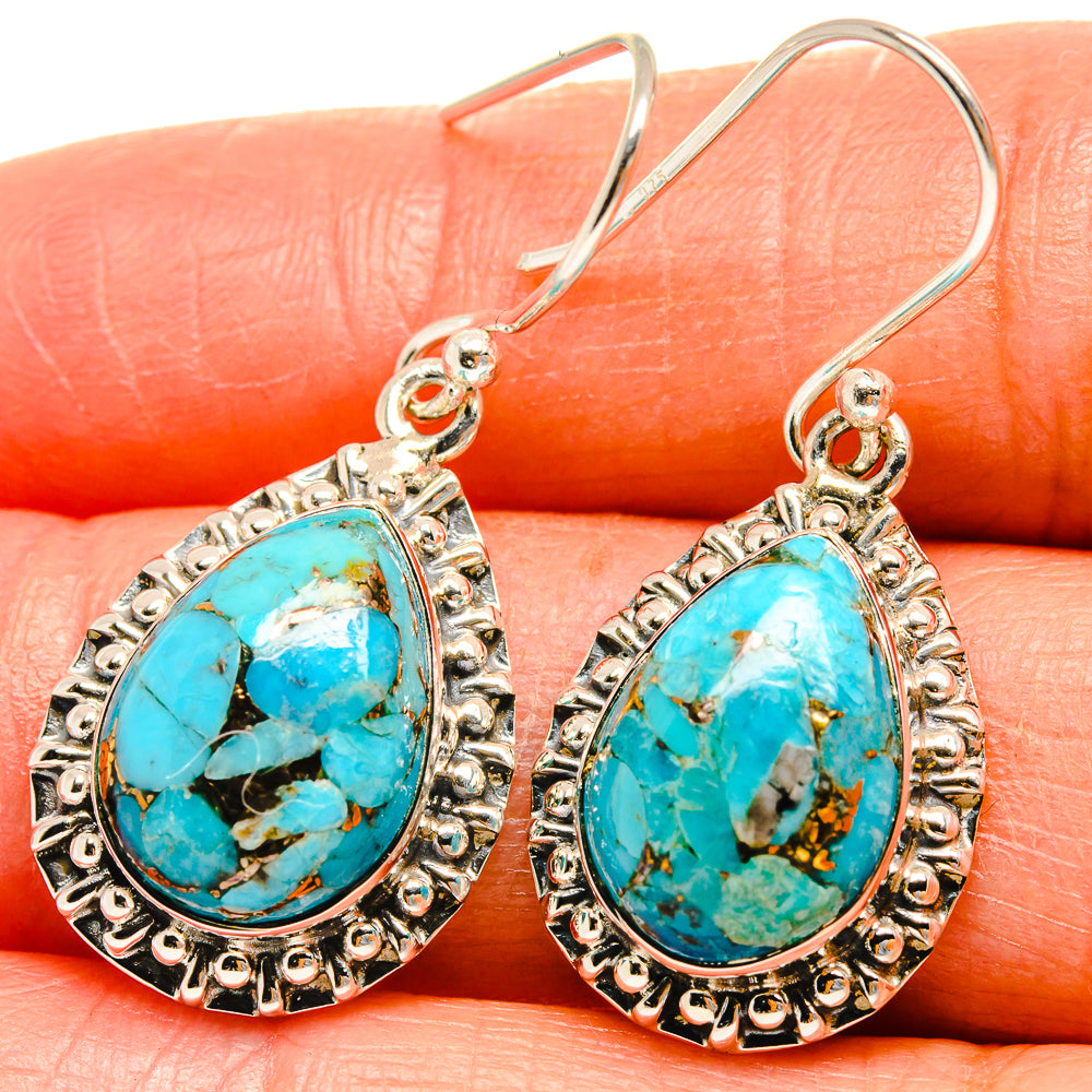 Blue Copper Composite Turquoise Earrings handcrafted by Ana Silver Co - EARR425257