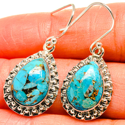 Blue Copper Composite Turquoise Earrings handcrafted by Ana Silver Co - EARR425257