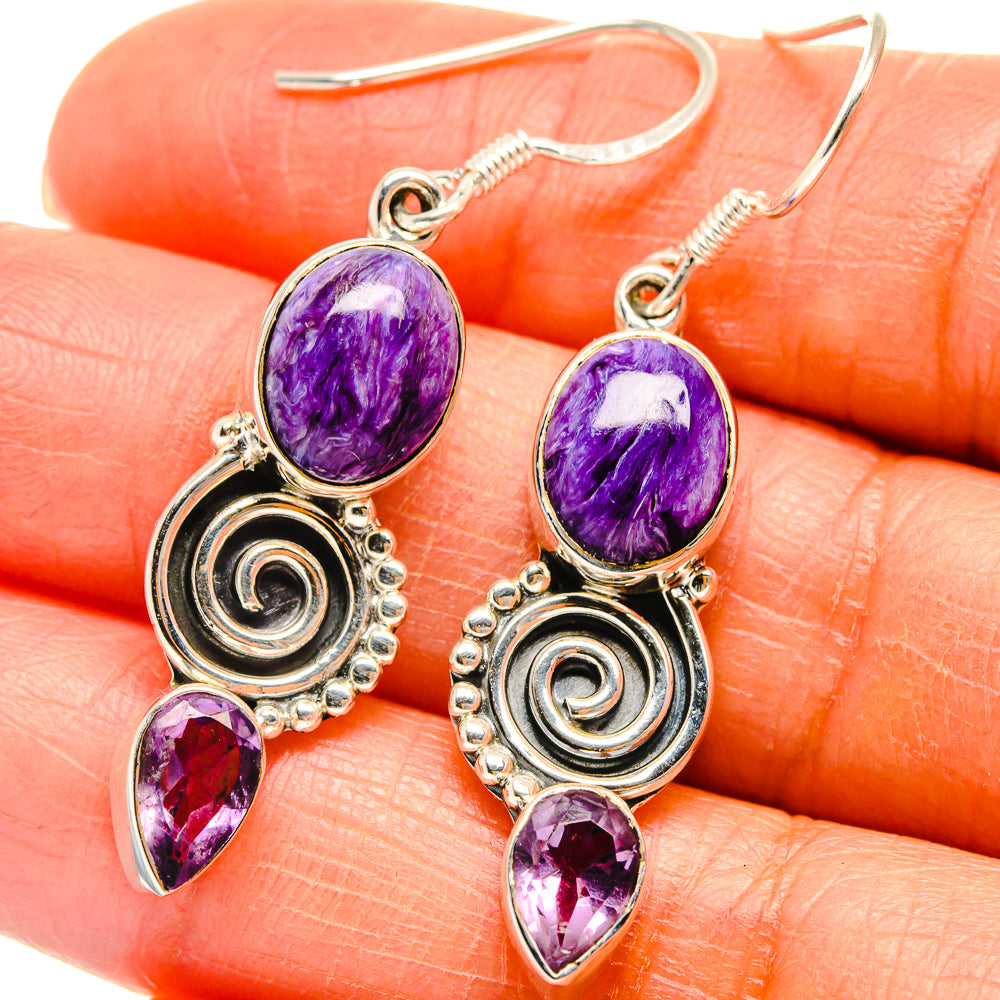 Charoite Earrings handcrafted by Ana Silver Co - EARR425264