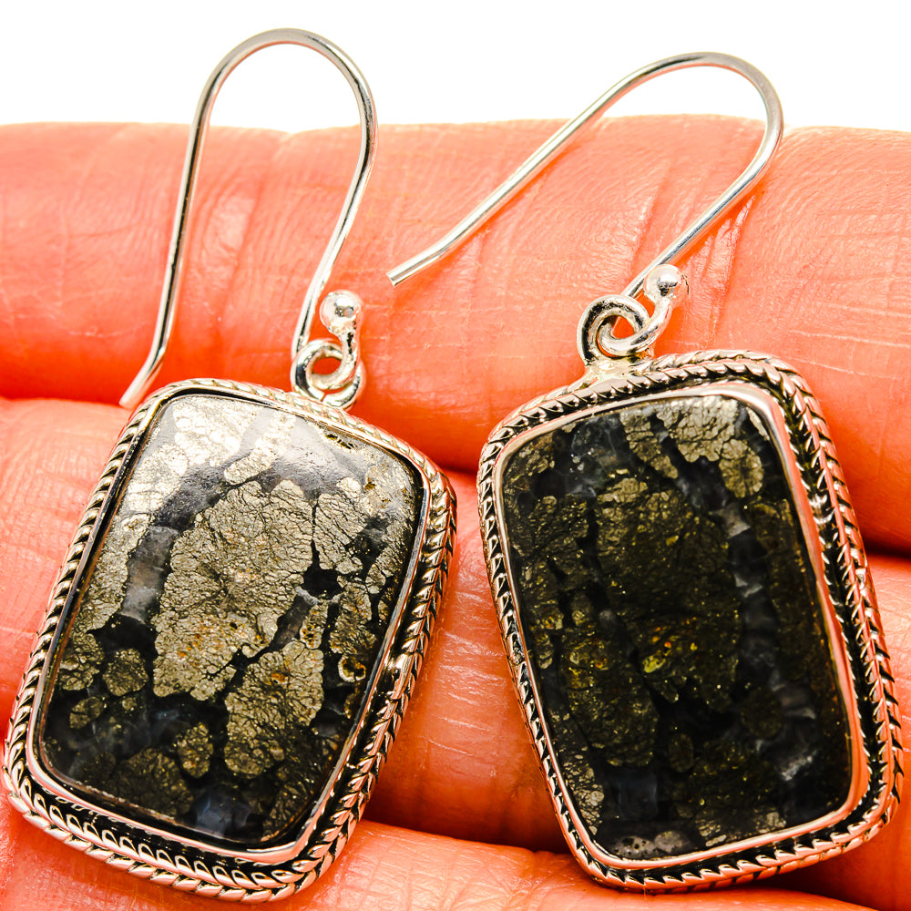 Pyrite Agate Earrings handcrafted by Ana Silver Co - EARR425266