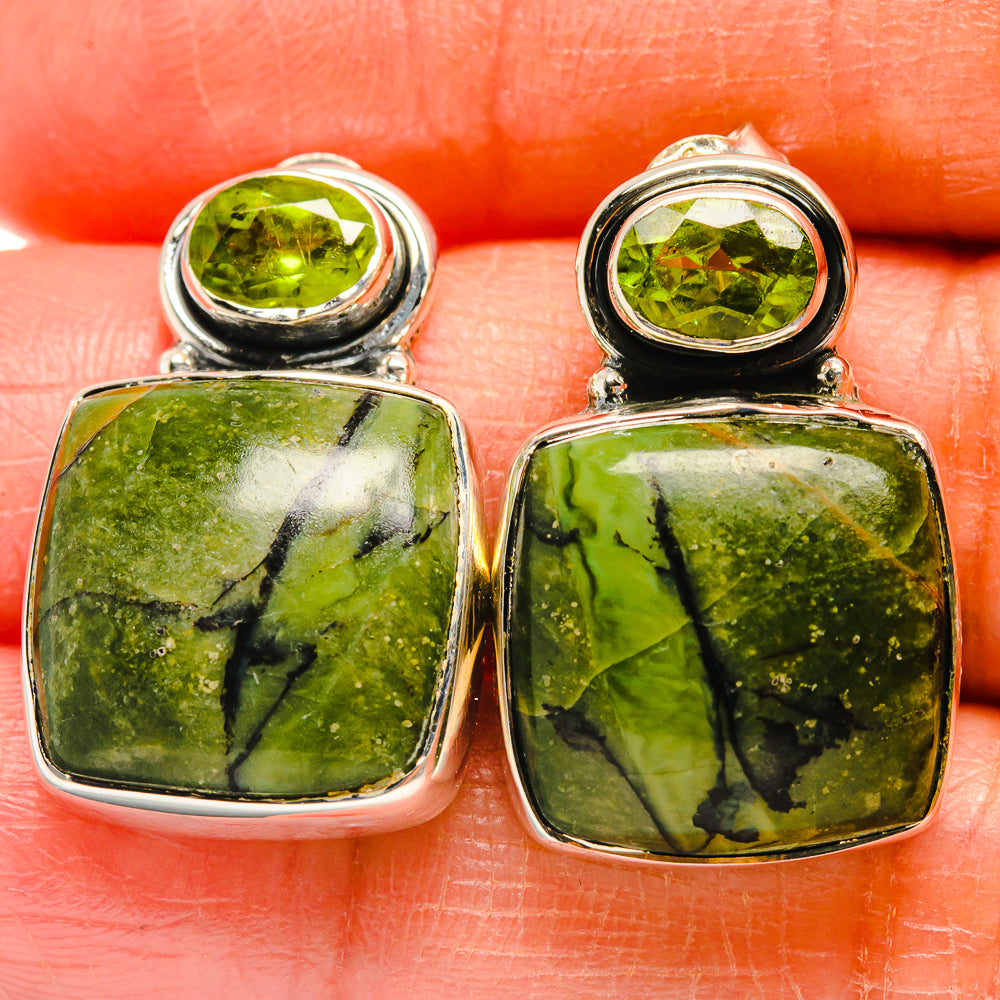 Serpentine Stone Earrings handcrafted by Ana Silver Co - EARR425277
