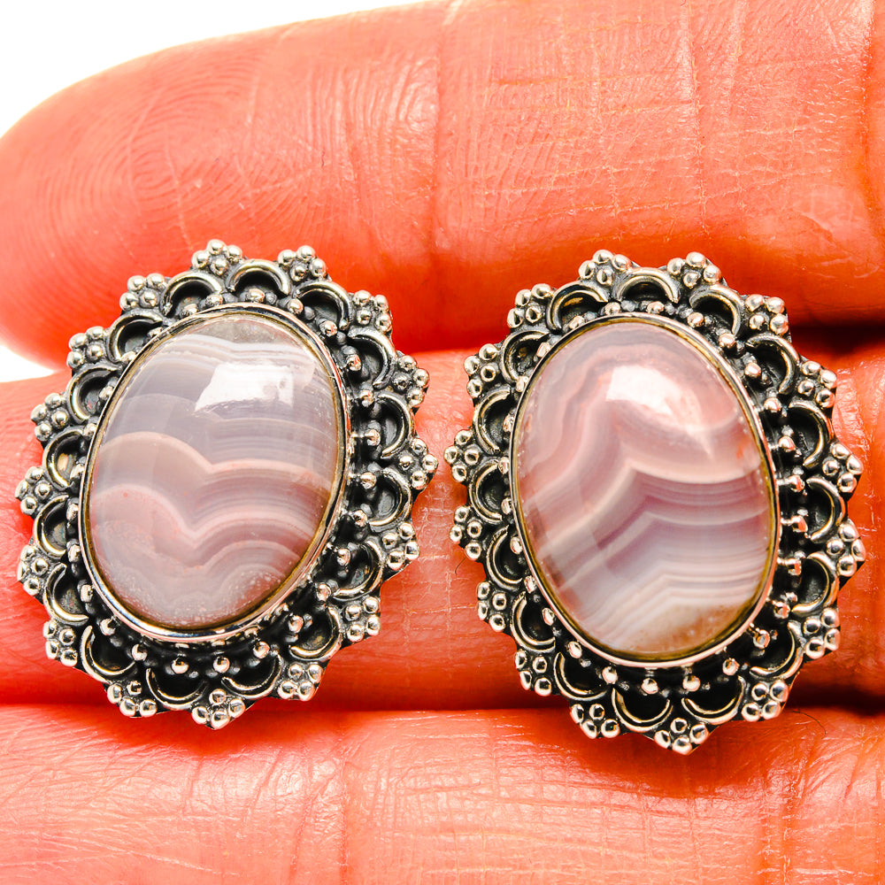 Botswana Agate Earrings handcrafted by Ana Silver Co - EARR425279