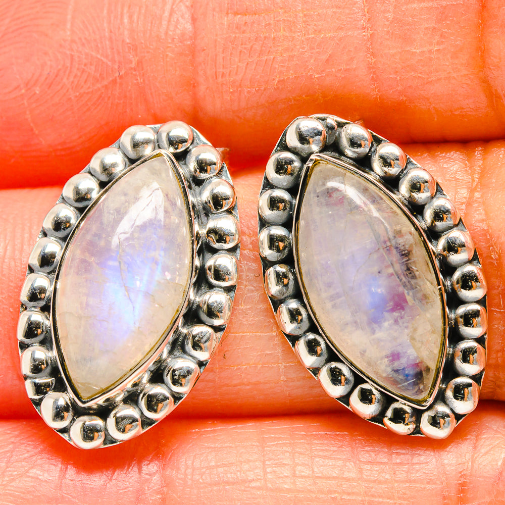 Rainbow Moonstone Earrings handcrafted by Ana Silver Co - EARR425281