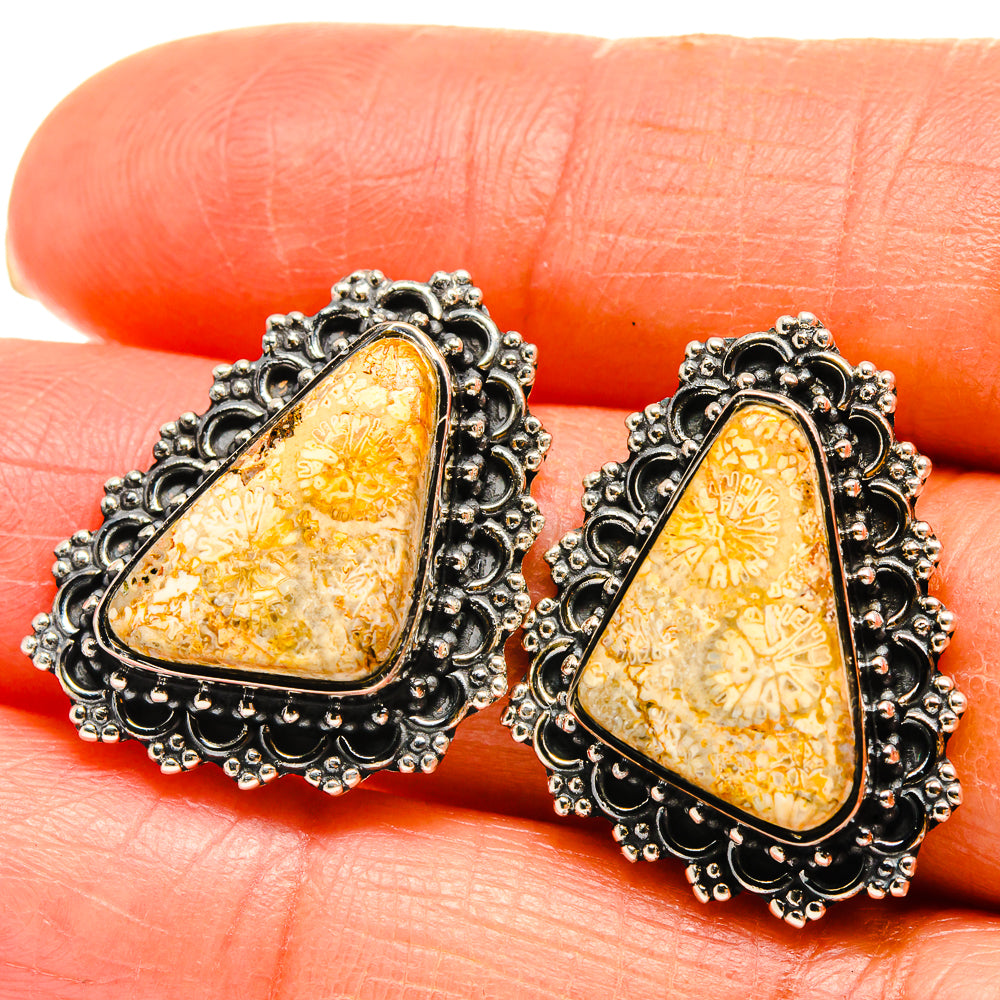 Fossil Coral Earrings handcrafted by Ana Silver Co - EARR425289