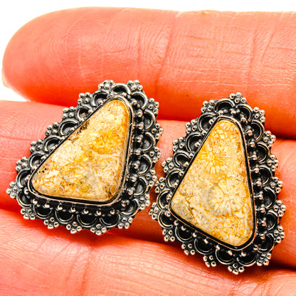 Fossil Coral Earrings handcrafted by Ana Silver Co - EARR425289