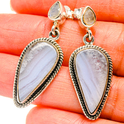 Blue Lace Agate Earrings handcrafted by Ana Silver Co - EARR425292