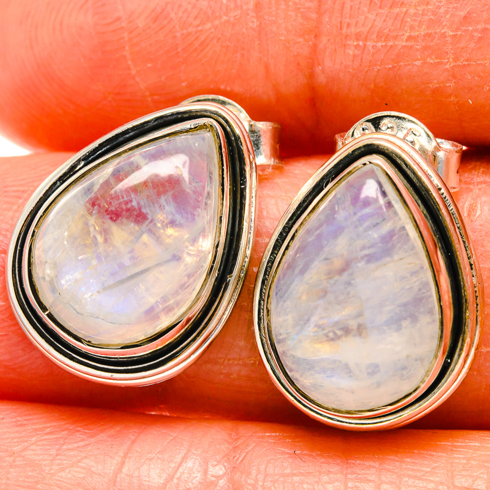 Rainbow Moonstone Earrings handcrafted by Ana Silver Co - EARR425295
