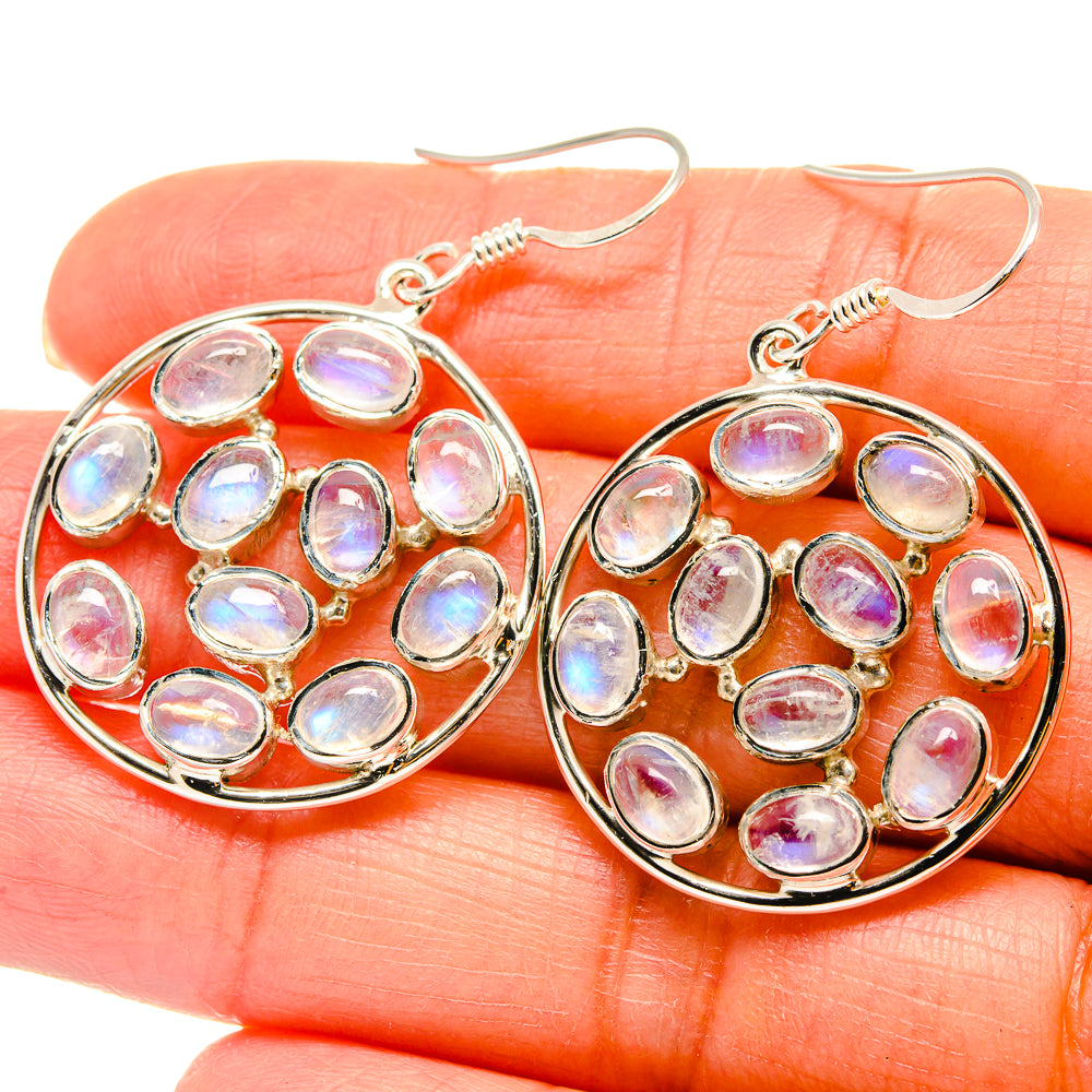 Rainbow Moonstone Earrings handcrafted by Ana Silver Co - EARR425306