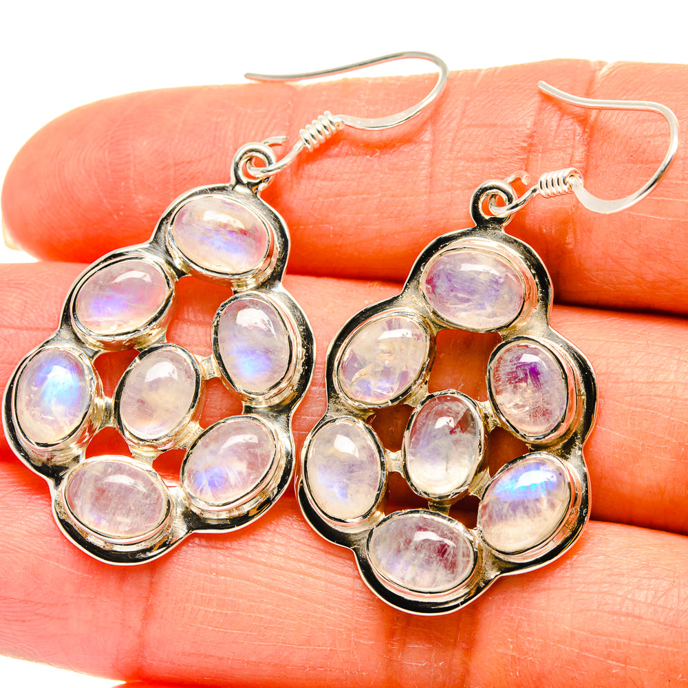 Rainbow Moonstone Earrings handcrafted by Ana Silver Co - EARR425309