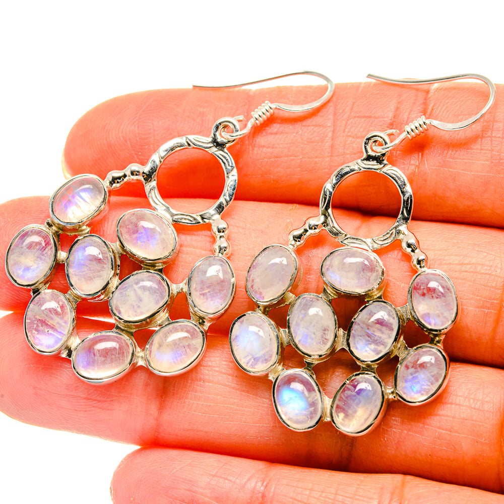 Rainbow Moonstone Earrings handcrafted by Ana Silver Co - EARR425313