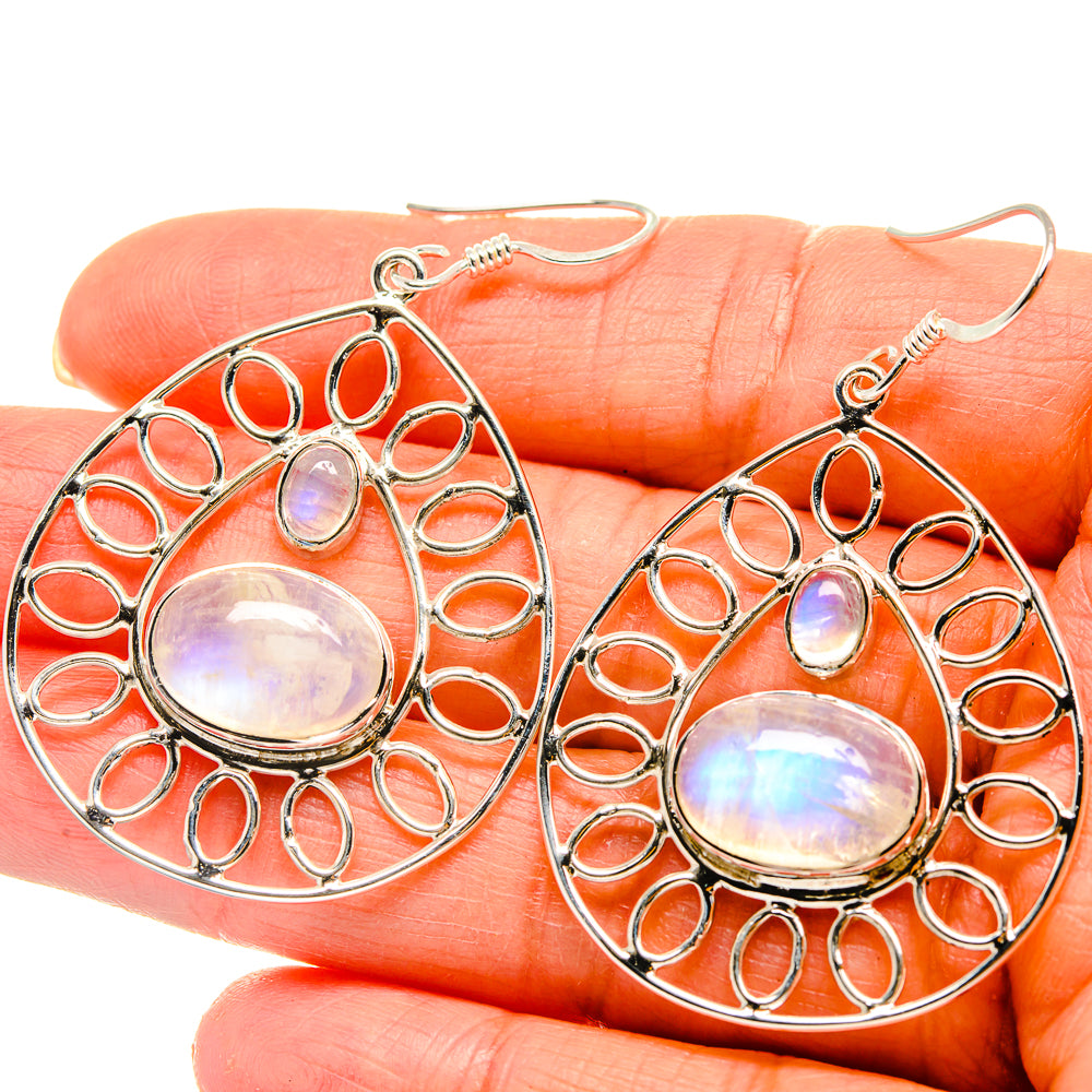 Rainbow Moonstone Earrings handcrafted by Ana Silver Co - EARR425314