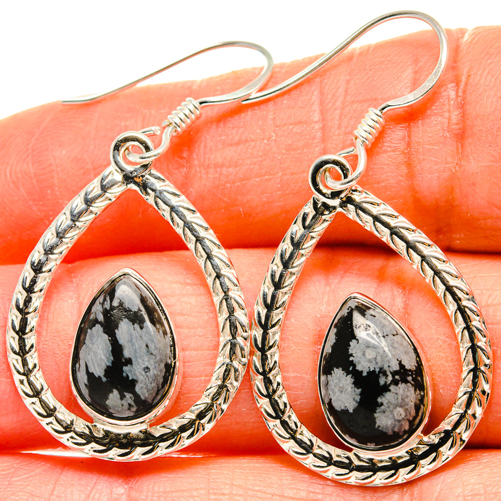 Snowflake Obsidian Earrings handcrafted by Ana Silver Co - EARR425318