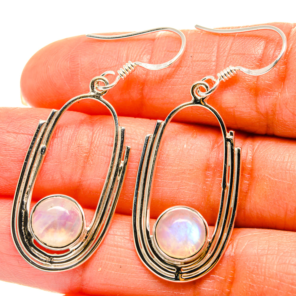 Rainbow Moonstone Earrings handcrafted by Ana Silver Co - EARR425328