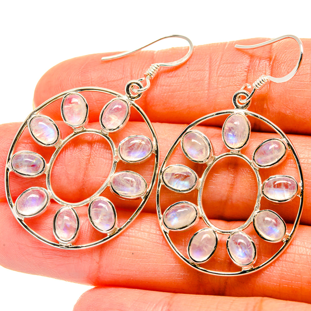 Rainbow Moonstone Earrings handcrafted by Ana Silver Co - EARR425329