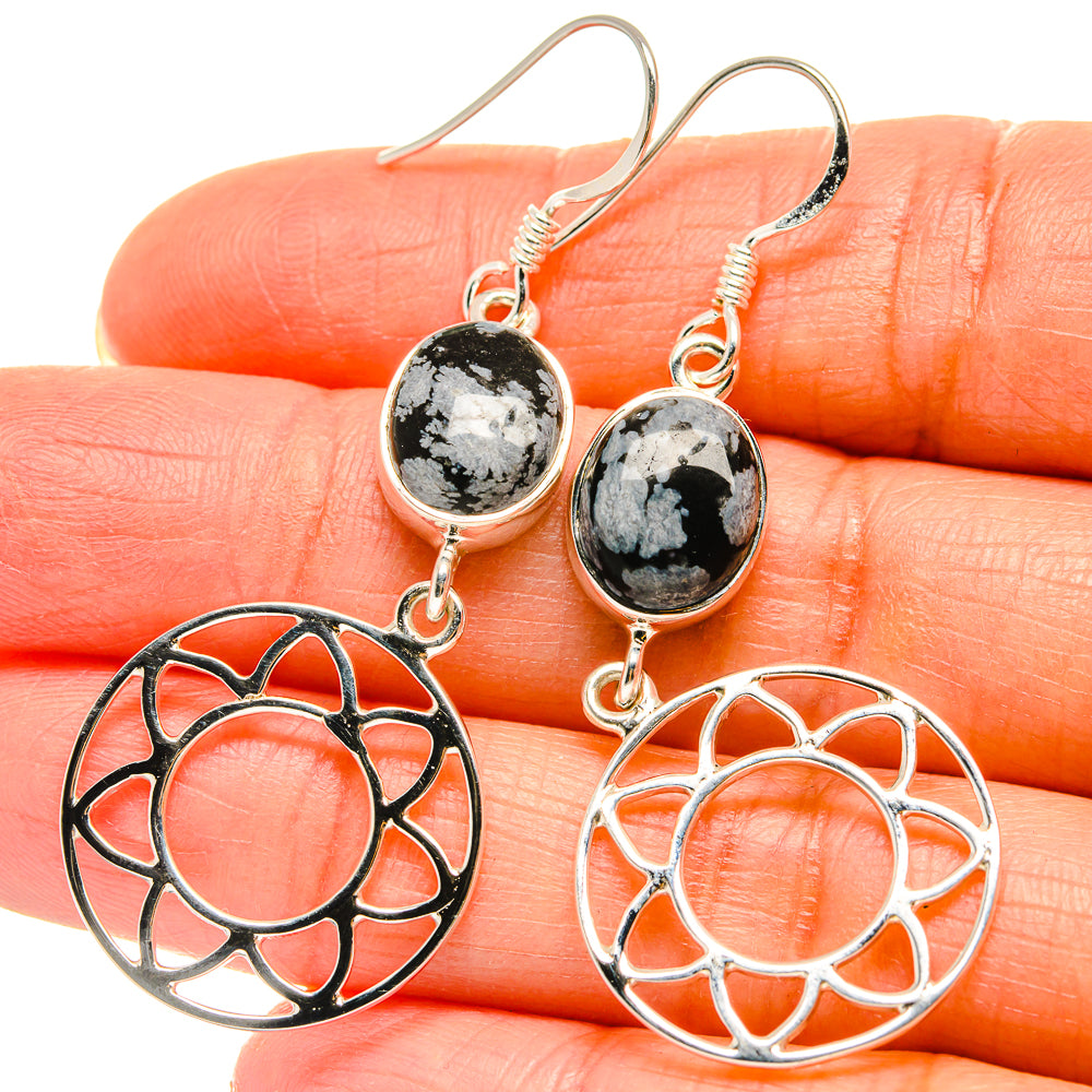 Snowflake Obsidian Earrings handcrafted by Ana Silver Co - EARR425339