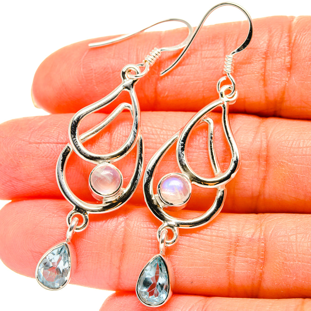 Rainbow Moonstone Earrings handcrafted by Ana Silver Co - EARR425345