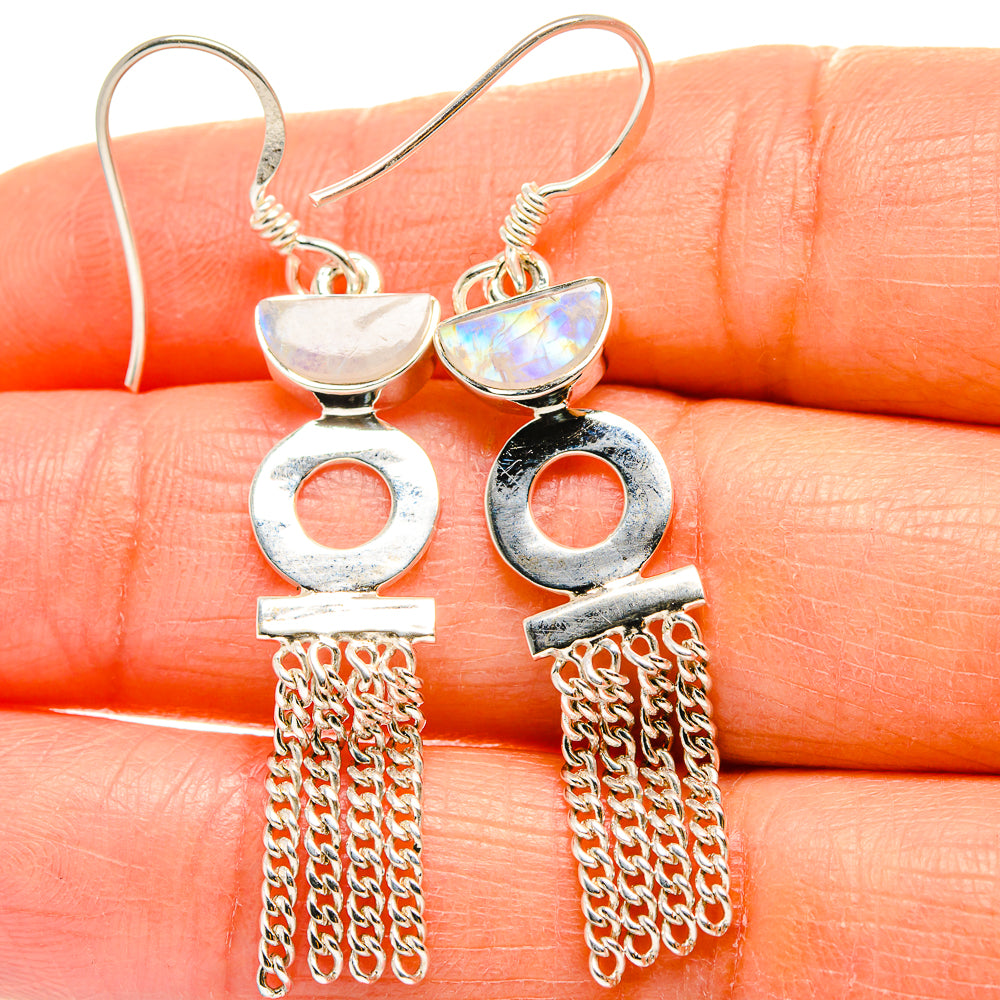 Rainbow Moonstone Earrings handcrafted by Ana Silver Co - EARR425352