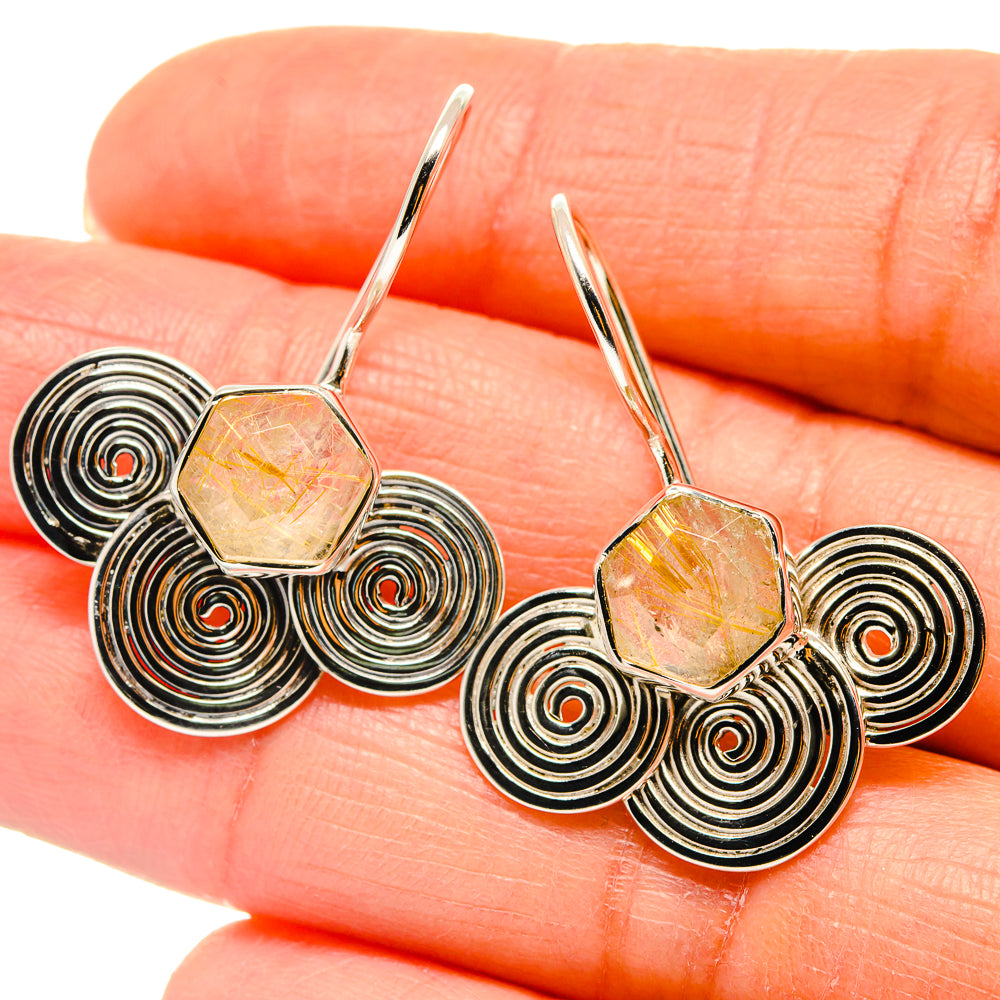 Rutilated Quartz Earrings handcrafted by Ana Silver Co - EARR425360